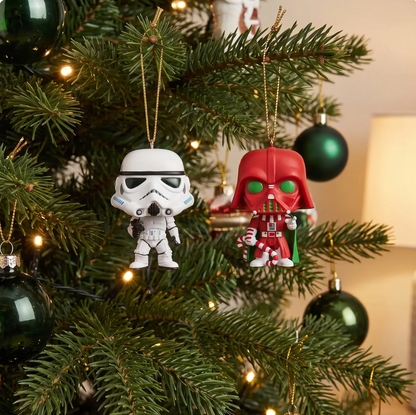 Mini characters hanging on a Christmas tree